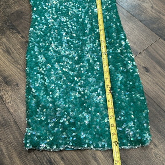 VINTAGE Nippn Nights sequin iridescent green dress Size 10 - Picture 3 of 9